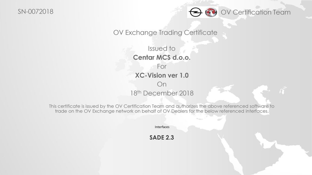SADE 2.3 certifikat - Centar MCS